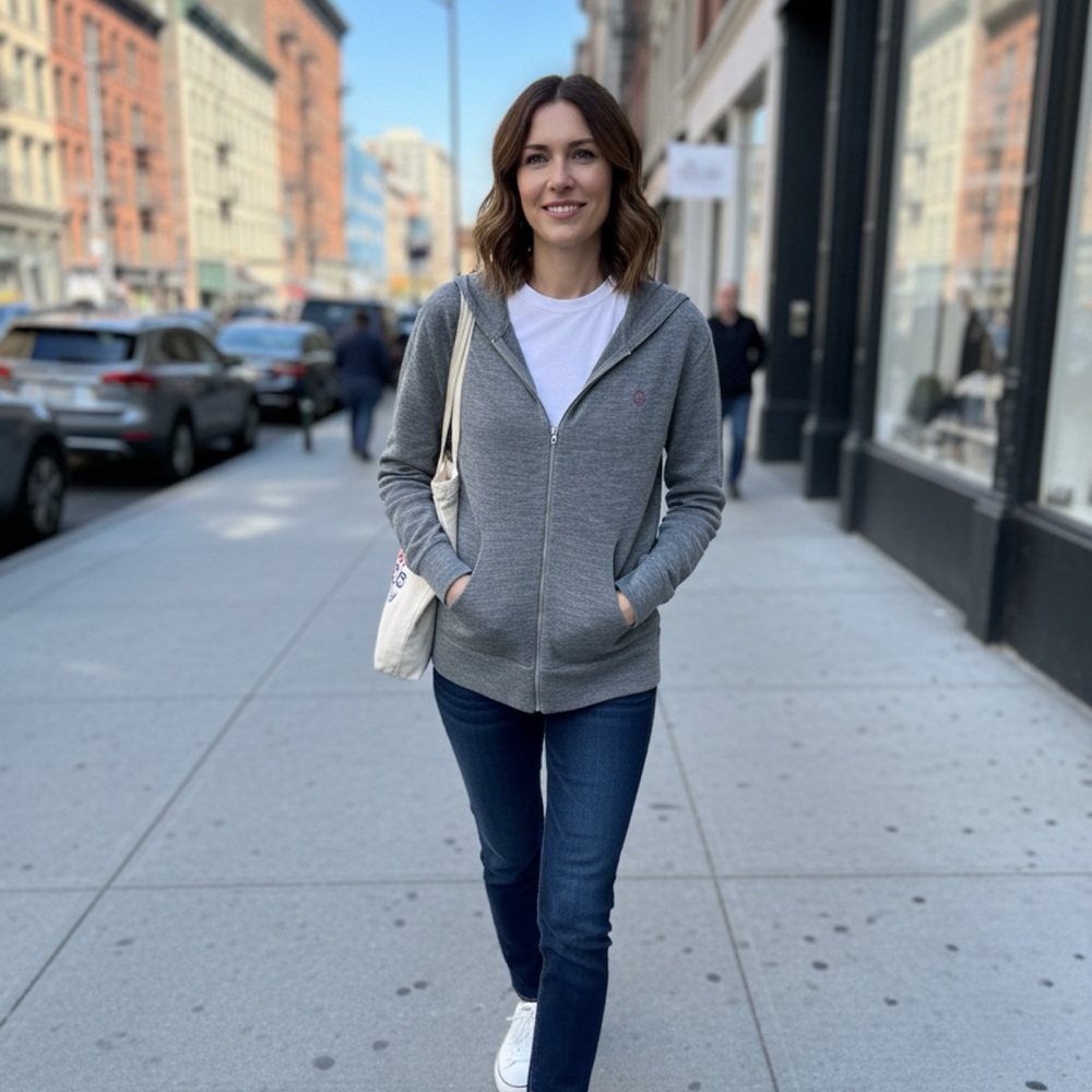 NEW Just Madison Charcoal Women's Zip-Up Hoodie